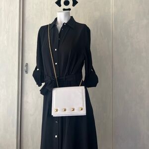 White studded real leather crossbody purse